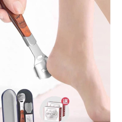 Dụng Cụ Chà Gót Chân, Mài Gót Chân, Tẩy Da Chết Bằng Inox Cao Cấp Tặng Kèm 10 Lưỡi Dao