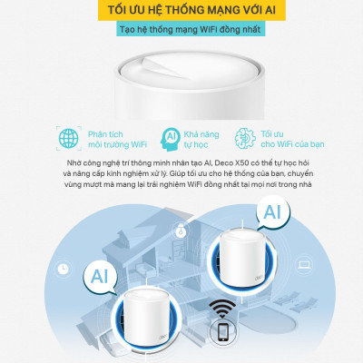Bộ Phát Wifi Mesh TP-Link Deco X50 Chuẩn WiFi 6 AX3000 - HÀNG CHÍNH HÃNG