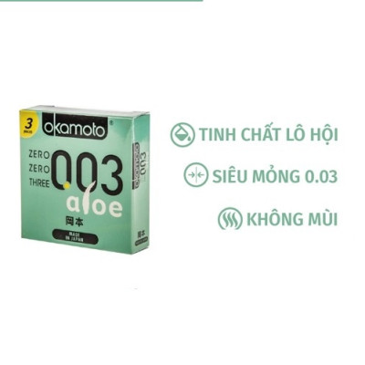 Bcs 0.03 Okamoto Aloe Siêu Mỏng Hương Nha Đam (H3) - Che Tên Sản Phẩm