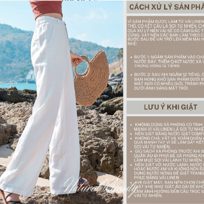 Quần dài nữ suông chất liệu linen mát mẻ , quần có khóa trước và chun sau dễ mặc và dễ phối đồ QD07