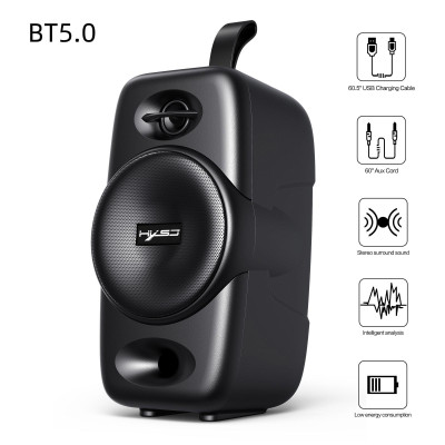 Máy tính để bàn HXSJ Q8 Bluetooth không dây 5.0 Loa Hộp âm thanh ngoài trời di động Kết nối TWS Thẻ TF U Đĩa AUX IN Nhạc