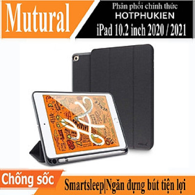 Case bao da chống sốc canvas cho iPad 10.2 inch 2020 / 2021 hiệu Mutural Yashi Series trang bị ngăn đựng bút, thiết kế tản nhiệt, hỗ trợ smartsleep - hàng nhập khẩu