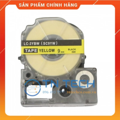 Nhãn in TEPRA - EPSON LC-3YBW (SC9YW) – Chữ đen nền vàng 9MM X 8M  - Dùng cho máy in nhãn TEPRA - EPSON [Hàng nhập khẩu]