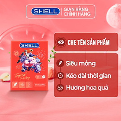 Bao cao su Shell Tropical Prolong kéo dài thời gian, hương hoa quả nhiệt đới - Hộp 10 cái | SHELL CHÍNH HÃNG