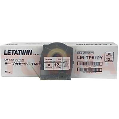 Nhãn Vàng LM-TP512Y (12mm, 8m/cái) - Hàng Chính Hãng - Max - Nhật Bản