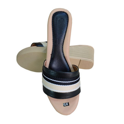 Dép Nữ Quai Ngang Đế Xuồng TiTi ĐÔ Da Bò Thật Cao Cấp 7cm DNU2163d