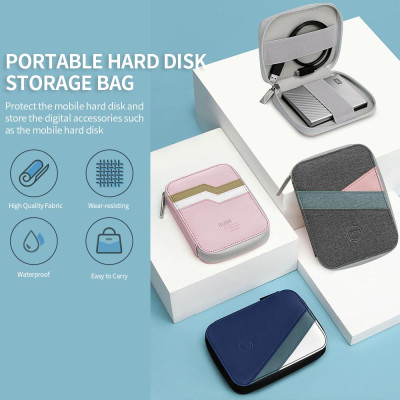 Túi lưu trữ đĩa cứng di động Vải chất lượng cao chống mài mòn Không thấm nước Dễ mang theo Vật liệu PU nhỏ 