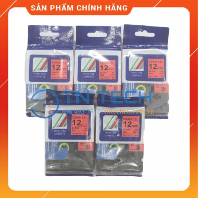 Nhãn In HZE-FX431 - Đen nền đỏ 12mm x 8m - Dùng cho máy in BROTHER - AIMO - PUTY [Hàng nhập khẩu]
