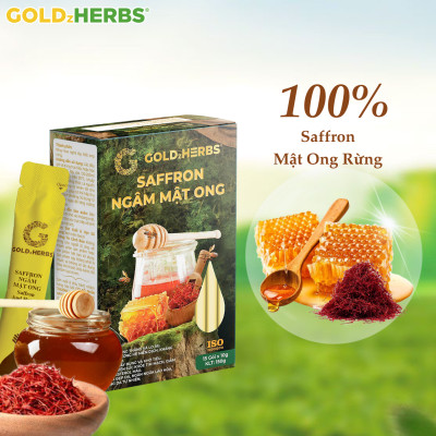 Hàng chính hãng - Saffron ngâm mật ong GoldzHerbs, 100% mật ong nguyên chất – Hũ 300g/ Hộp 15 gói x 10g