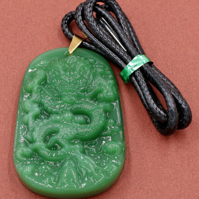 Dây chuyền mặt tượng Rồng R15 - thạch anh xanh ( 6.2cm x 4cm )