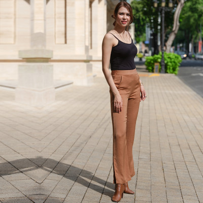 Quần Ống Suông Quần Xẻ Tà Thời trang thiết kế Hity PAN046 (Cafe Latte)