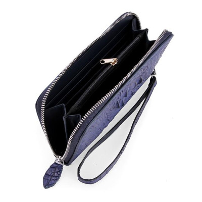 HC3717 - Ví nữ Huy Hoàng da cá sấu 1 khóa nguyên con màu xanh đậm