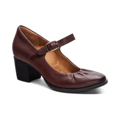 Giày cao gót sức khỏe nữ Aetrex Sara Burgundy - Giày bít gót cao 6p, đế đệm giảm đau chân