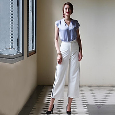 Quần Lửng Ống Rộng Quần Culottes Thời trang thiết kế Hity PAN053 (Trắng Kim Cương)