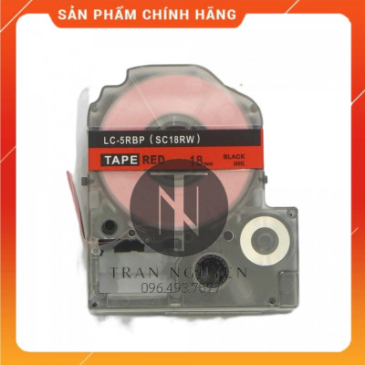 [Combo 5 cuộn] Nhãn in Tepra SC18RW (LC-5RBP) - Chữ đen nền đỏ 18mm x 8m - Hàng nhập khẩu