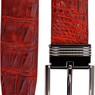 Thắt Lưng Nam Da Cá Sấu Gai Lưng Đầu Kim Bản Lớn Huy Hoàng HT4711 - Nâu Đỏ