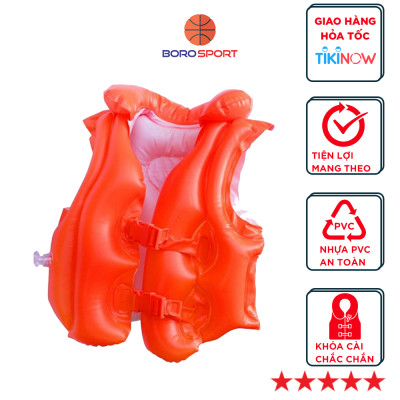 Áo phao tập bơi  Yesure Intex Step 2 tiện dụng dành cho bé 3-6 tuổi(<30 kg), chất liệu nhựa PVC màu cam bắt mắt an toàn cho bé, không thấm nước, dễ dàng vệ sinh - Hàng Chính Hãng Tặng kèm bịt tai Silicon chống nước