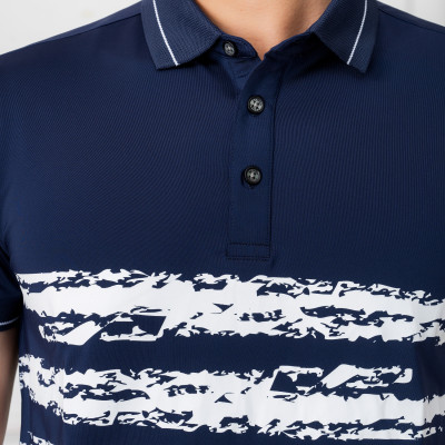 Áo Polo xanh navy phối kẻ ngang Aligro ALGPLO72