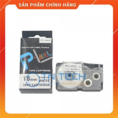 Nhãn in CASIO PT-18WE - Chữ đen nền trắng 18MM x 8M - Dùng cho máy in nhãn CASIO [Hàng nhập khẩu]
