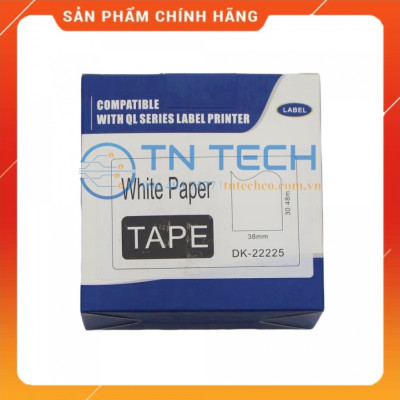 Giấy in Decal Brother DK-22225 - 38mm x 30.48m - Chữ đen nền trắng - Dùng cho máy in BROTHER - QL [Hàng nhập khẩu]