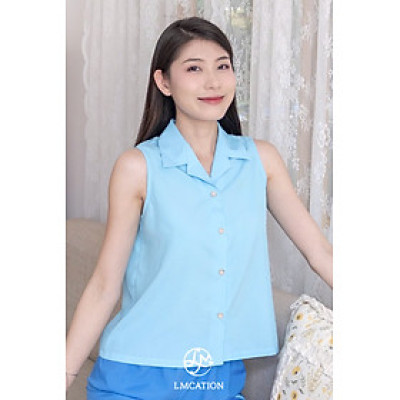 BST Siêu tiết kiệm - Áo kiểu có cổ LMcation Charlotte - Xanh dương nhạt