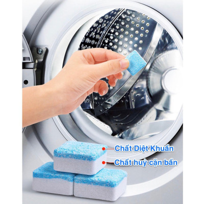 Hộp 12 Viên Tẩy Vệ Sinh Lồng Máy Giặt, Diệt Khuẩn Và Tẩy Chất Cặn Lồng Máy Giặt Hiệu Quả - Hàng Loại 1 - Chính Hãng MINIIN