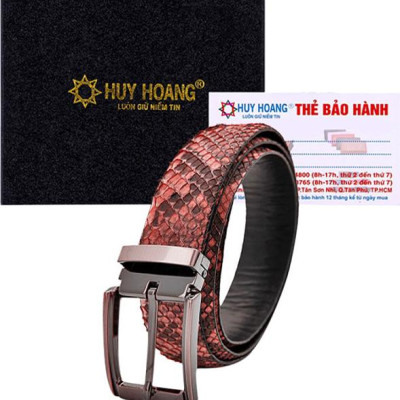 Thắt Lưng Nam Da Trăn Đầu Kim Huy Hoàng HT4309 - Nâu Hồng