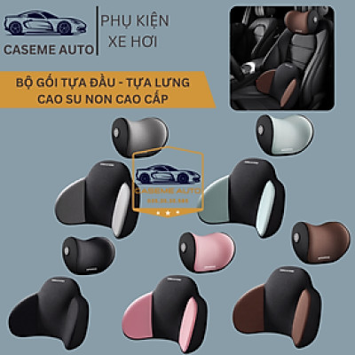 Bộ Tựa Đầu Tựa Lưng AWESOME Cao Su Non Nguyên Khối - Gối Tựa Đầu Tựa Lưng Trên Ô Tô Vỏ Bọc Vải Cotton Không Xù - Hàng Nhập Khẩu