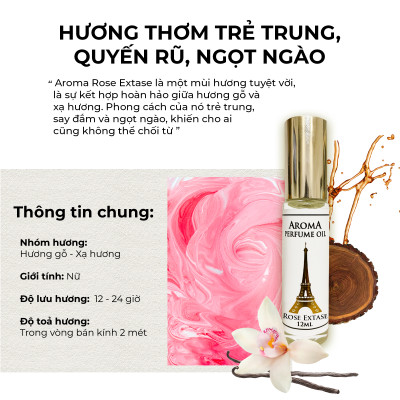Aroma Rose Extase – Tinh Dầu Nước Hoa Pháp Dạng Lăn 12ml