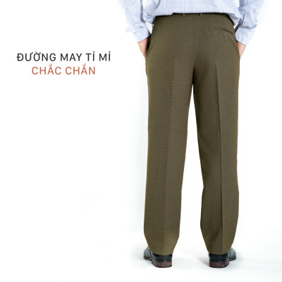 Quần Âu Nam Công Sở Thương Hiệu Anton Cao Cấp Xếp ly, Chỉnh Cạp Màu Nâu- QA102