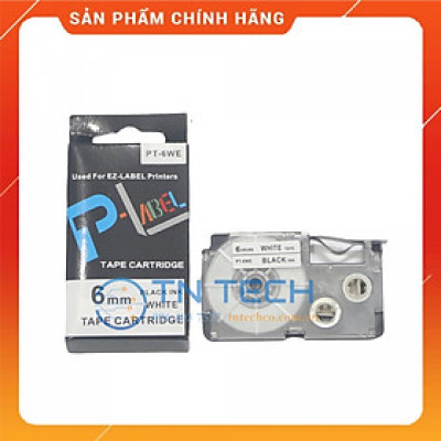 Nhãn in CASIO PT-6WE - Chữ đen nền trắng 6MM x 8M - Dùng cho máy in nhãn CASIO [Hàng nhập khẩu]