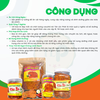KHÔ BÒ MIẾNG SIÊU CAY TÂN LỘC PHÁT 1KG - COMBO 2 HŨ 500G