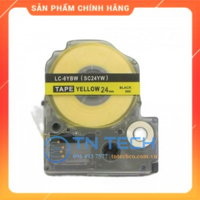 Nhãn in TEPRA - EPSON LC-6YBW (SC24YW) – Chữ đen nền vàng 24MM X 8M  - Dùng cho máy in nhãn TEPRA - EPSON [Hàng nhập khẩu]