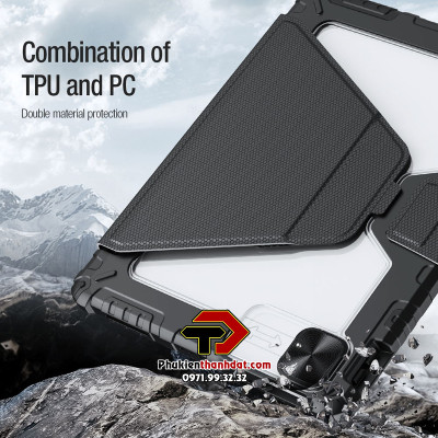 Bao da xoay 360 độ cho iPad Pro 11 2022 M2 chính hãng Nillkin Bumper SnapSafe có ngăn đựng bút - Hàng chính hãng