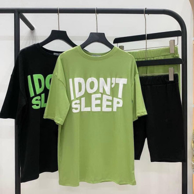 Đồ Bộ Nữ Mặc Nhà, Set Bộ Tay Ngắn Quần Lửng Họa Tiết In Chữ Sắc Nét Chất Thun Mềm Dễ Thương Mặc Nhà Thoải Mái