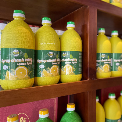 Syrup chanh vàng Chavi Chai 1 Lít (1.3 Kg) Nguyên Liệu Pha Chế Cho Nhà Hàng, Khách Sạn, Quán Cà Phê