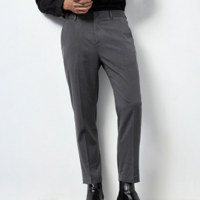 Quần Vải Nam ROUTINE Form Slim Crop vải mềm màu xám - 10F21PFO002CR1 | LASTORE MENSWEAR