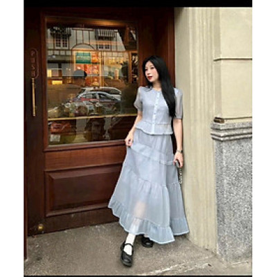 SET ÁO & CHÂN VÁY CÓ LÓT 2 MÀU Y HÌNH