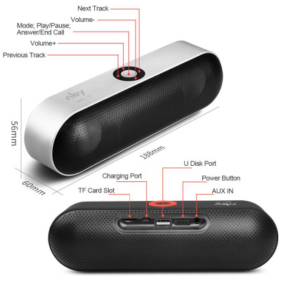Loa Bluetooth Hộp âm thanh nổi không dây âm trầm kép Hỗ trợ Đài FM Thẻ TF AUX IN U Disk