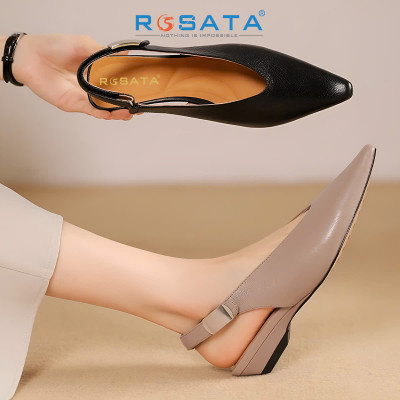 Giày nữ quai sau da lì ROSATA RO683 - 3p - Đen, Nude - HÀNG VIỆT NAM - BKSTORE