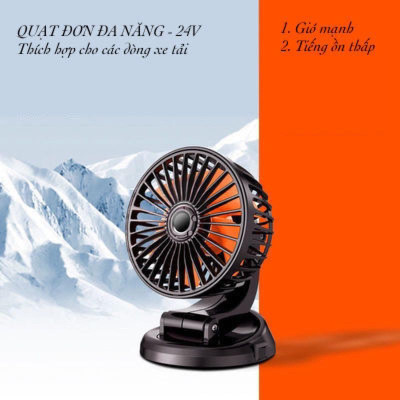 Quạt ô tô đơn và đôi xoay 360 gió mạnh kèm biển để số điện thoại dành cho xe hơi, quạt 5v/12v/24v