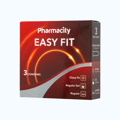 Pharmacity Bao cao su Easy Fit ôm sát vừa vặn (3 cái/hộp)