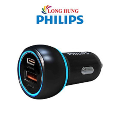Cốc sạc xe hơi Philips 1USB 1Type-C 20W PD/QC3.0 DLP2552PB/97 - Hàng chính hãng 