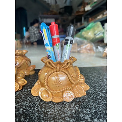 Ống hũ cắm bút bằng gỗ bách xanh thơm phức kt cao 12×10×7cm