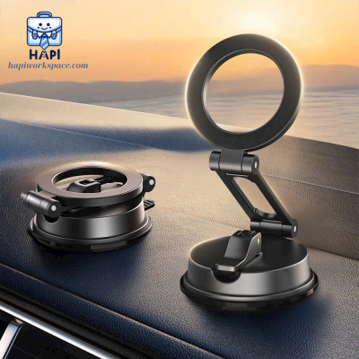 Giá đỡ điện thoại từ tính hàng chính hãng WiWU Wi-CH055 có thể gập lại và xoay 360 độ, dễ dàng mang theo, phù hợp dùng trên ô tô