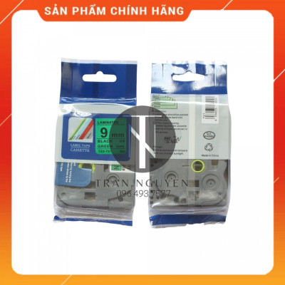 [Combo 5 hộp] Nhãn In Brother Tz2-721 - Đen nền xanh lá 9mm x 8m - Hàng nhập khẩu