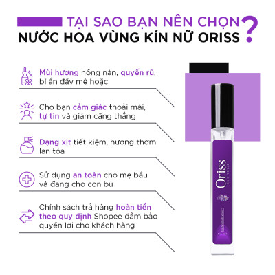 Nước Hoa Vùng Kín Nữ Oriss Chiết Xuất Tía Tô Ngừa Khuẩn Hương Thơm Quyến Rũ Lưu Hương 24H 10ml