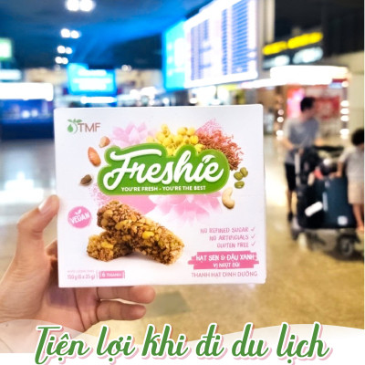 Thanh hạt dinh dưỡng Freshie Hạt sen & Đậu xanh gạo lứt ngũ cốc thuần chay cung cấp năng lượng 150gr TÂM MINH FOODS