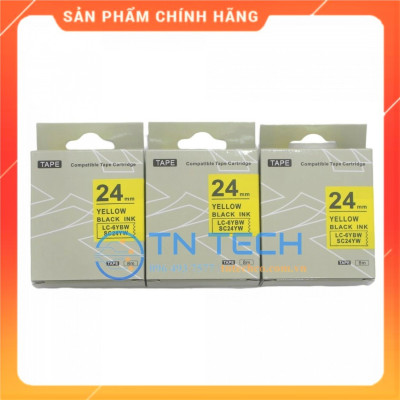 Nhãn in TEPRA - EPSON LC-6YBW (SC24YW) – Chữ đen nền vàng 24MM X 8M  - Dùng cho máy in nhãn TEPRA - EPSON [Hàng nhập khẩu]
