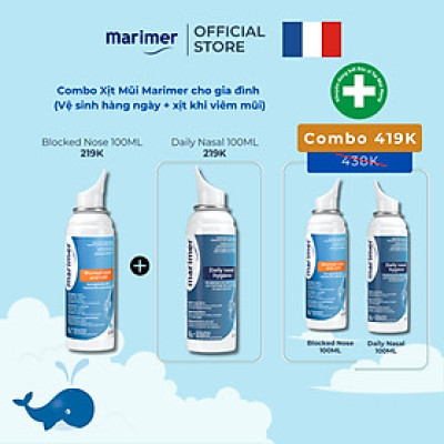 COMBO XỊT MŨI MARIMER CHO GIA ĐÌNH – VỆ SINH HÀNG NGÀY + XỊT KHI VIÊM MŨI